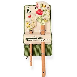 2 piece spatula set with metric conversion chart flowers & butterflies